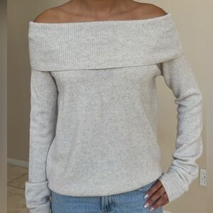 Brandy Melville Off-Shoulder Light Gray Sweater